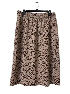 J. Crew Factory Tan Leopard Print Midi Skirt Size L